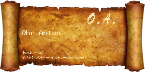 Ohr Anton névjegykártya